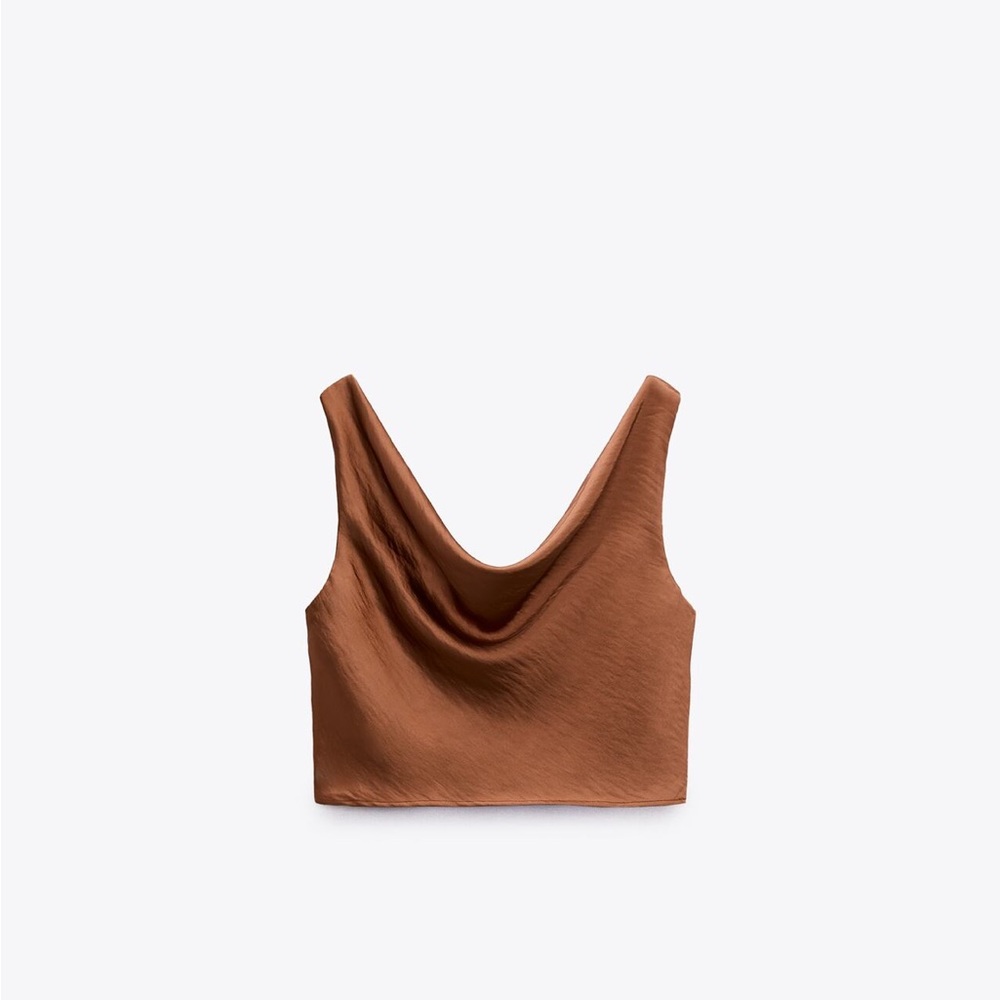 Zara Crop top /drape / silk / color toffe/ side zipper